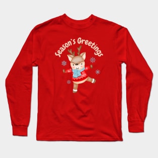 Season’s Greetings, cute and adorable Christmas reindeer. Long Sleeve T-Shirt